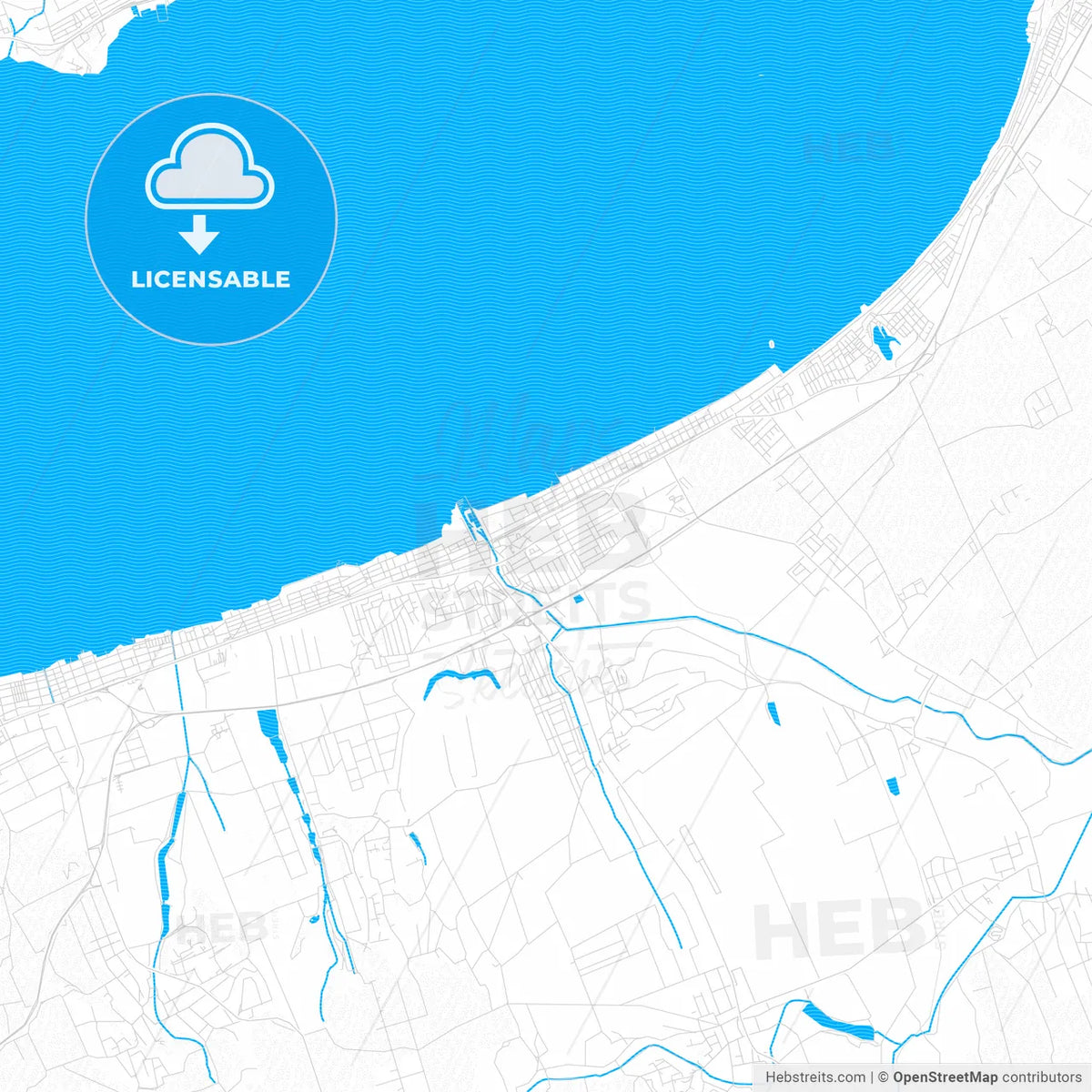Siófok, Hungary PDF vector map with water in focus