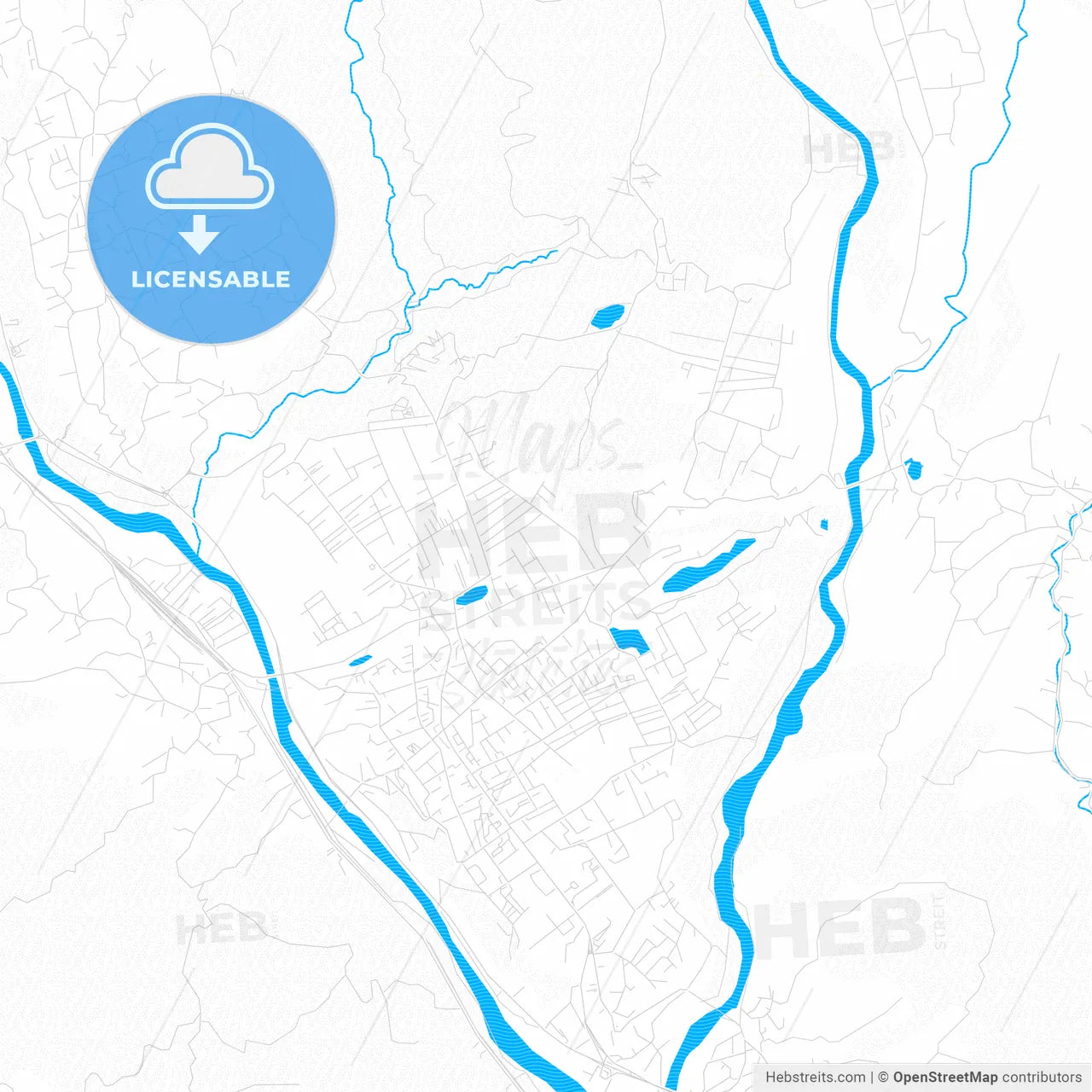 Câmpina, Romania PDF vector map with water in focus