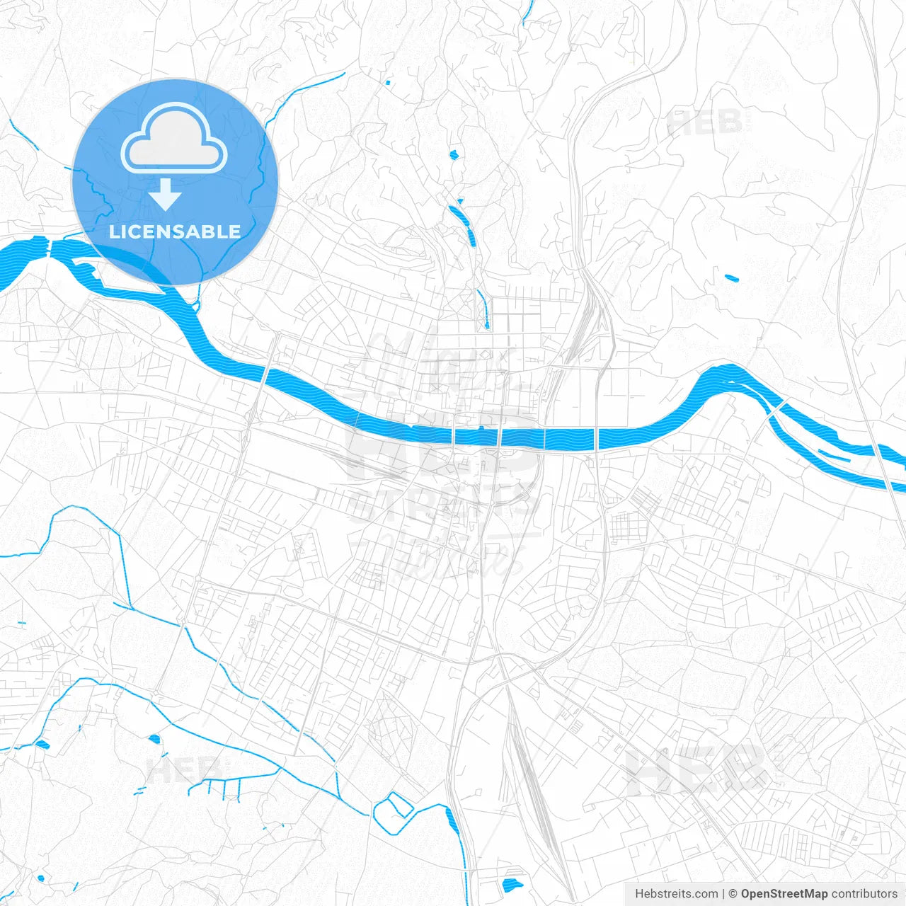 Maribor, Slovenia PDF vector map with water in focus