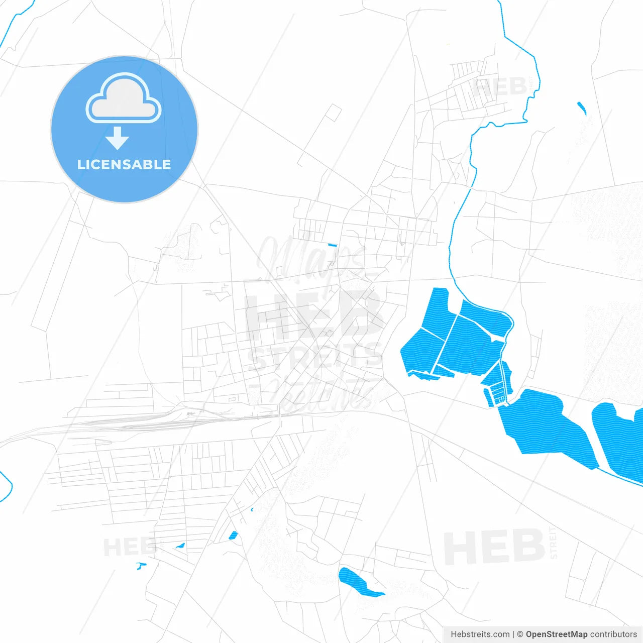Konotop, Ukraine PDF vector map with water in focus