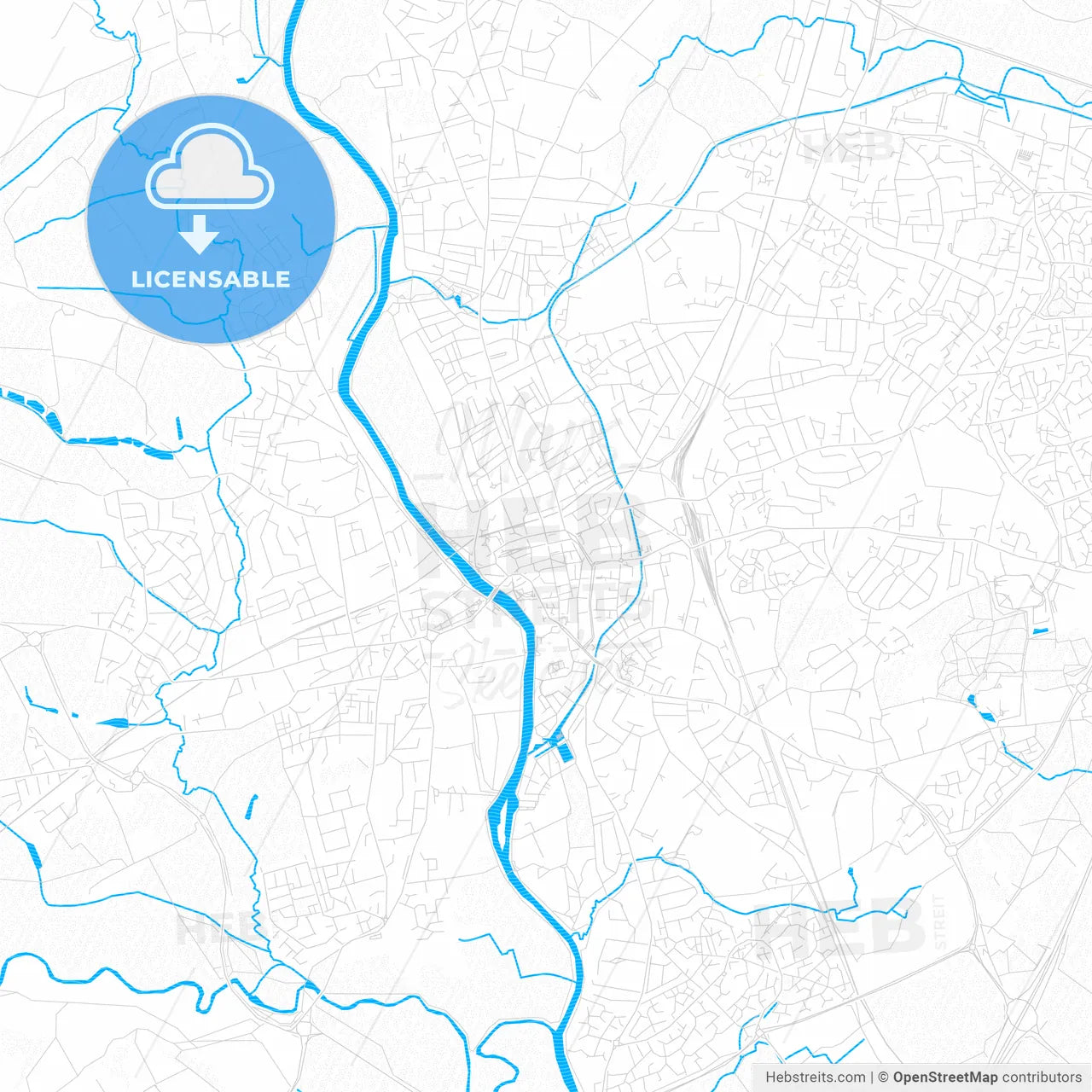 Worcester, England PDF vector map with water in focus