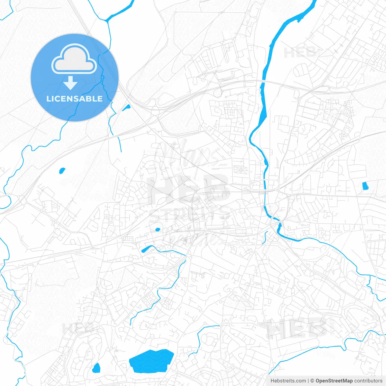 Paisley, Scotland PDF vector map with water in focus