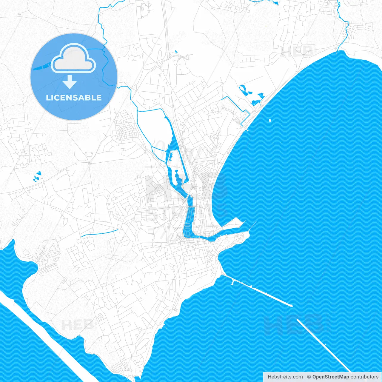 Weymouth, England PDF vector map with water in focus