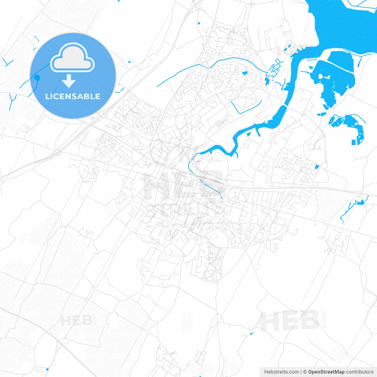 Sittingbourne, England PDF vector map with water in focus