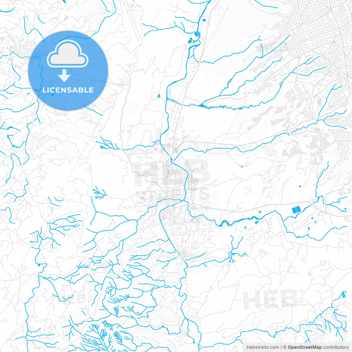 Giron, Colombia PDF vector map with water in focus