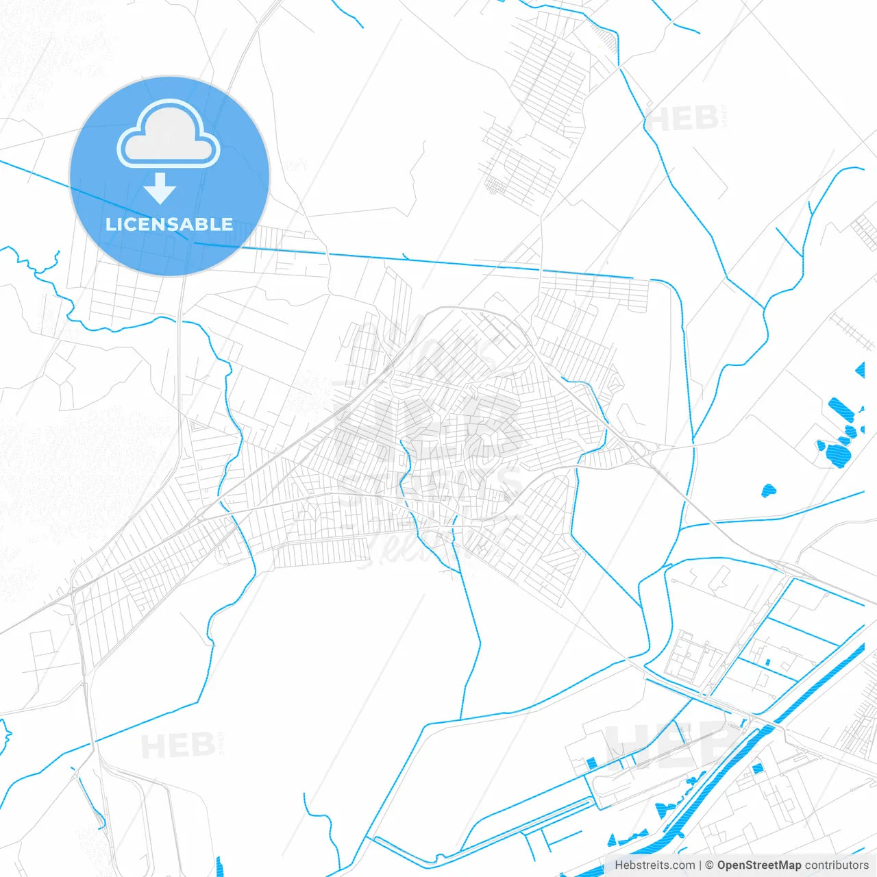 Itaguai, Brazil PDF vector map with water in focus