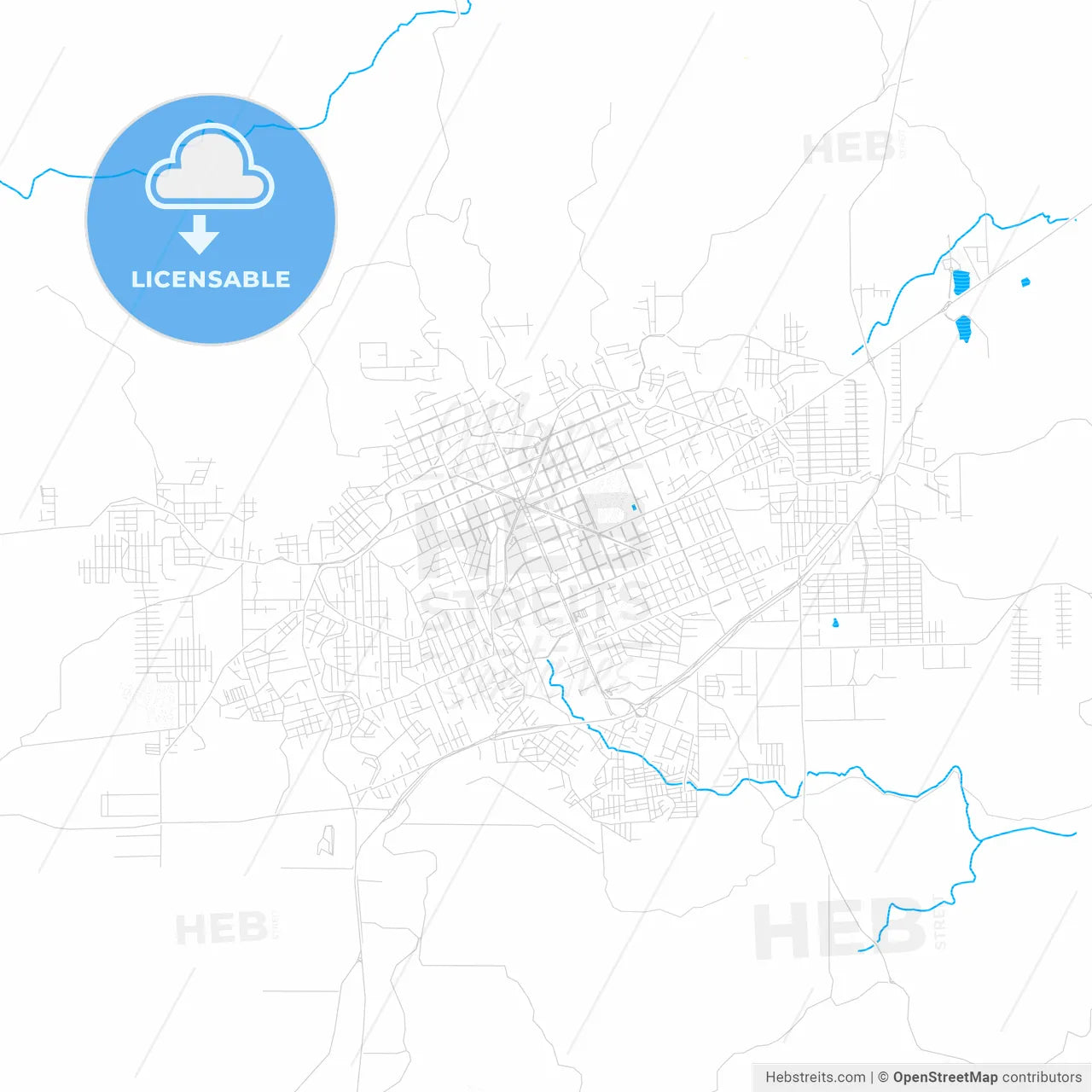 Erechim, Brazil PDF vector map with water in focus