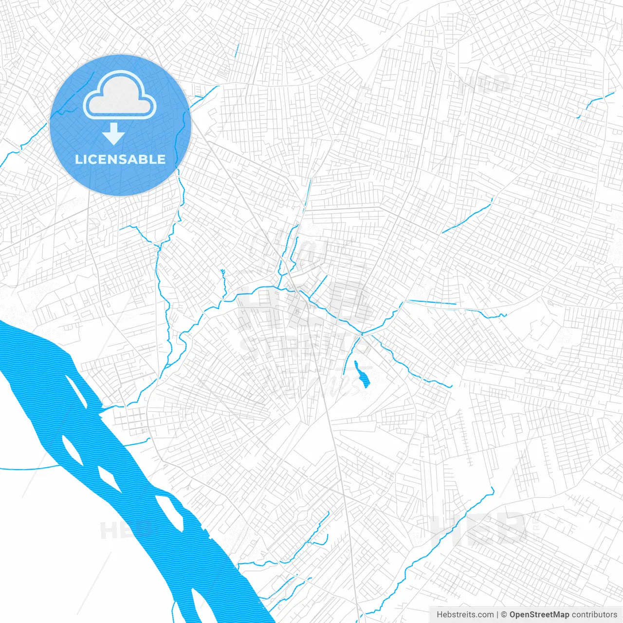 Nemby, Paraguay PDF vector map with water in focus