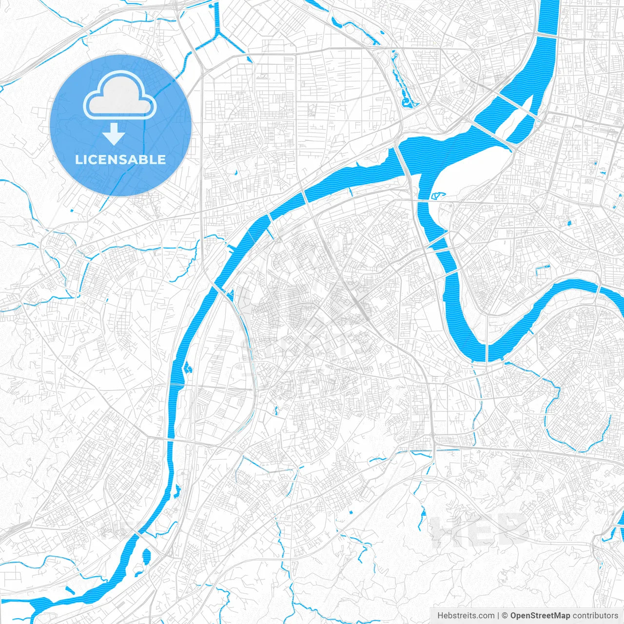 New Taipei, Taiwan PDF vector map with water in focus