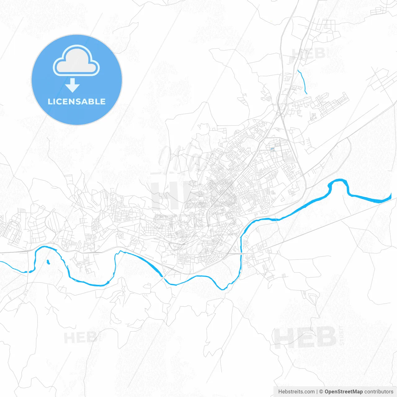 Tetouan, Morocco PDF vector map with water in focus