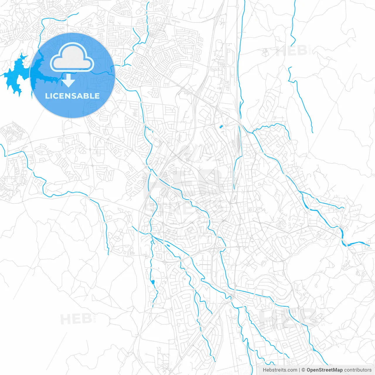 Windhoek, Namibia PDF vector map with water in focus