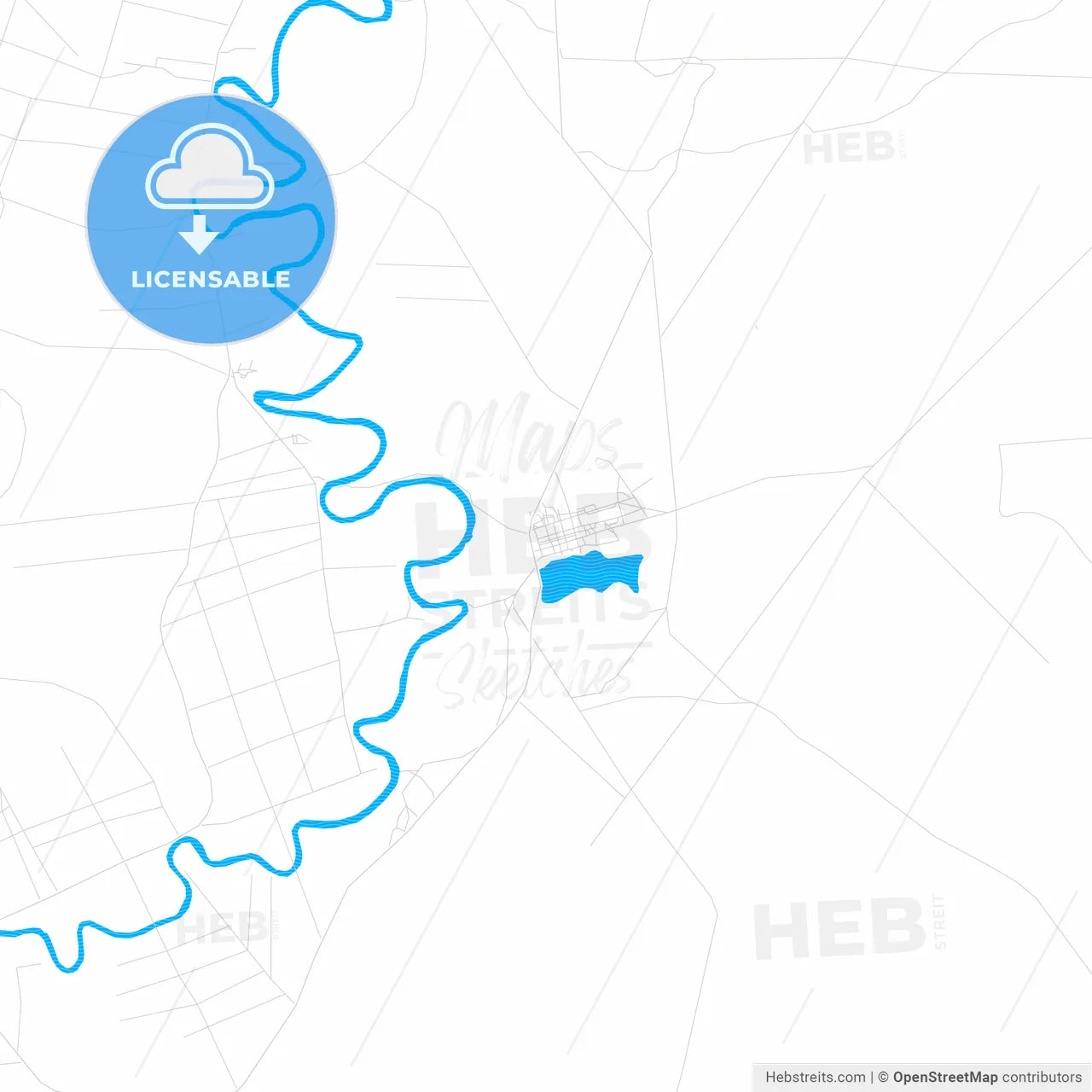 Jamaame, Somalia PDF vector map with water in focus