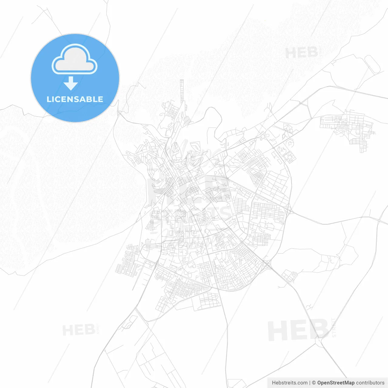 Tiaret, Algeria PDF vector map with water in focus