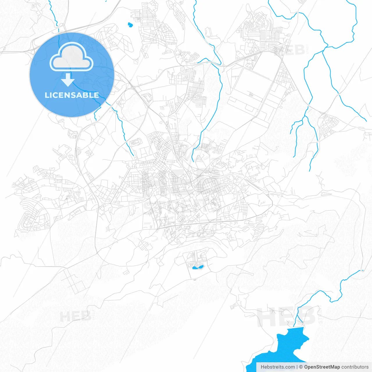 Tlemcen, Algeria PDF vector map with water in focus