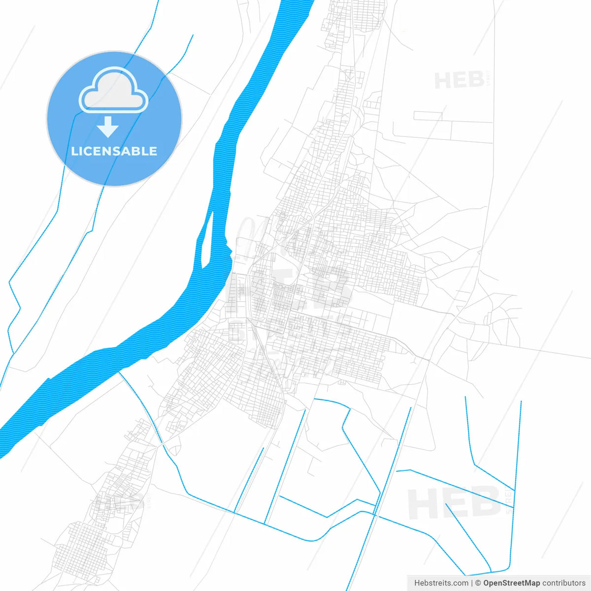 Ed Damer, Sudan PDF vector map with water in focus