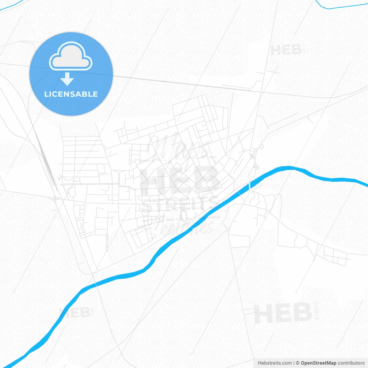 Slobozia, Romania PDF vector map with water in focus