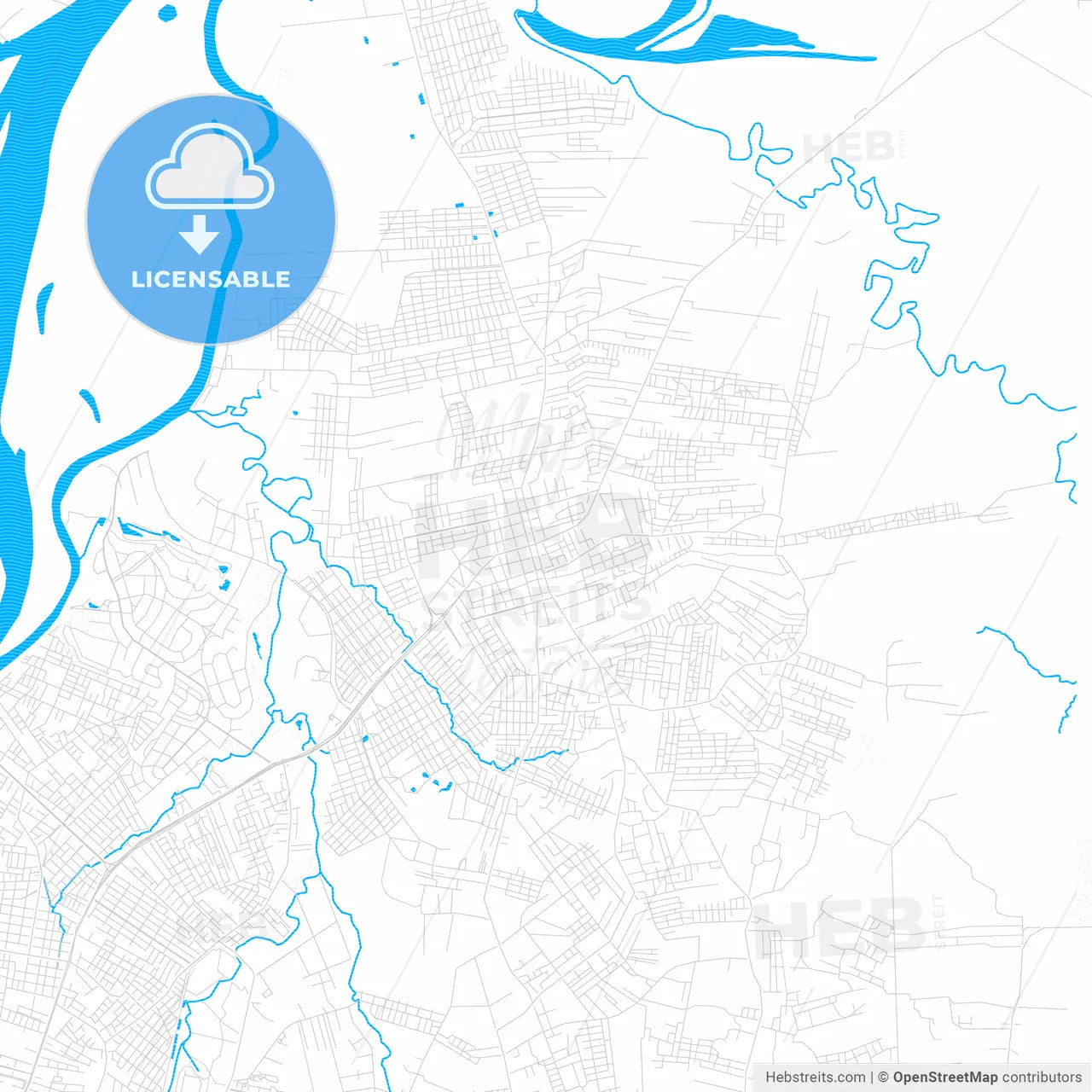 Limpio, Paraguay PDF vector map with water in focus