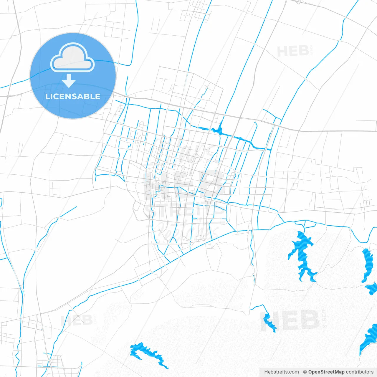 Cixi, China PDF vector map with water in focus