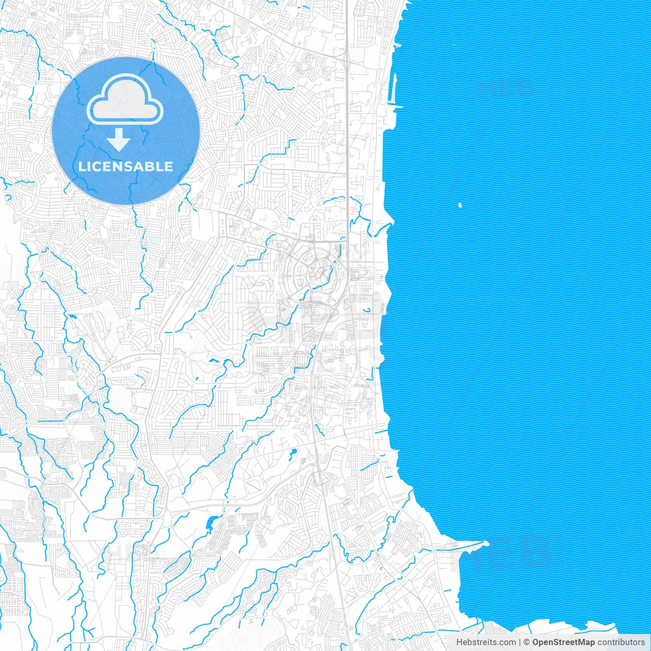 Muntinlupa, Philippines PDF vector map with water in focus
