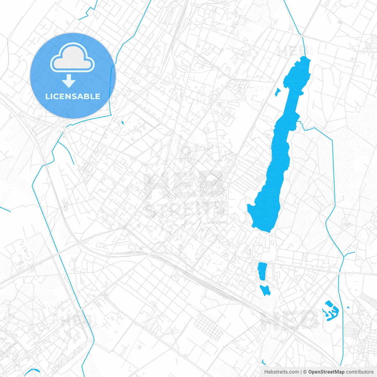 Šiauliai, Lithuania PDF vector map with water in focus