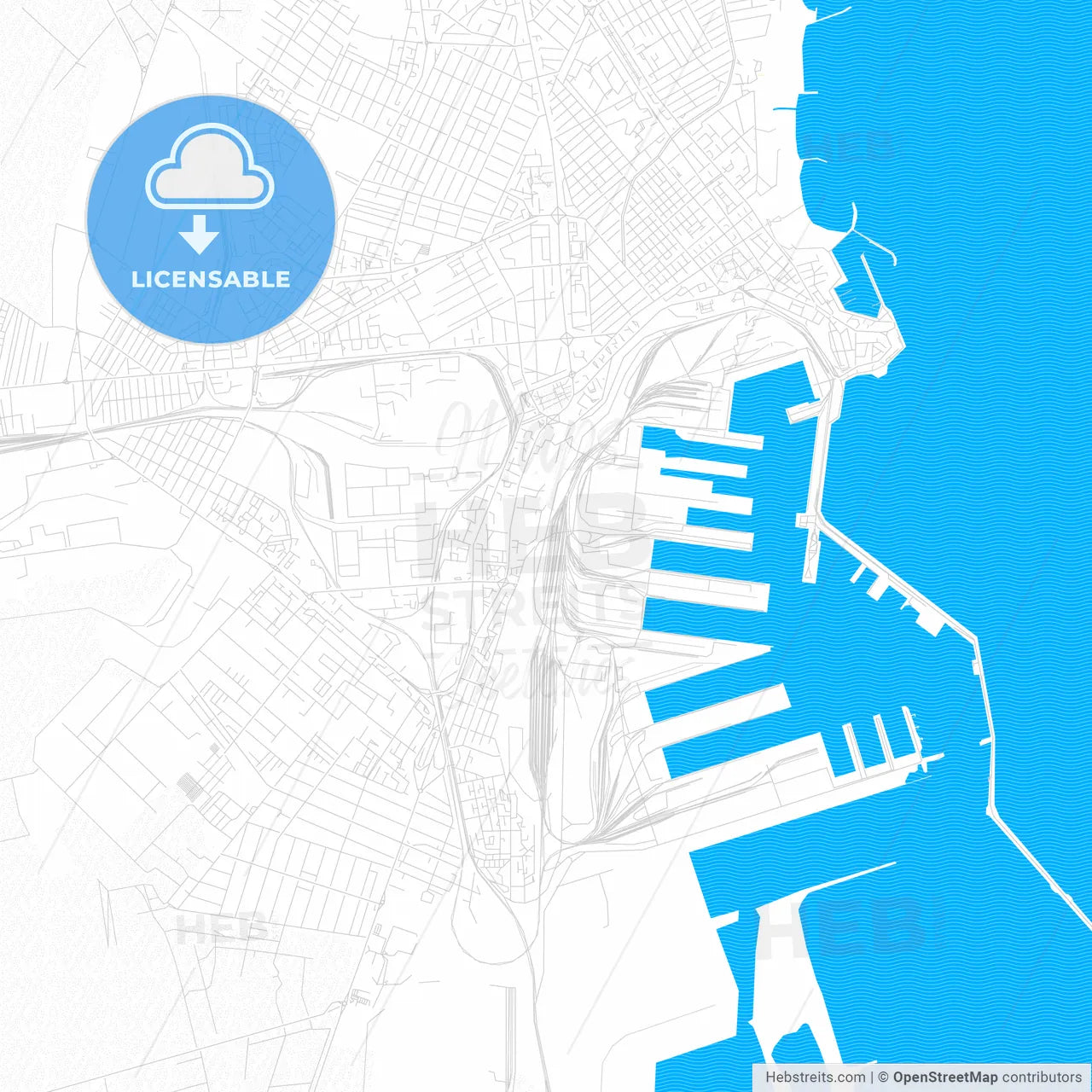 Constanța, Romania PDF vector map with water in focus
