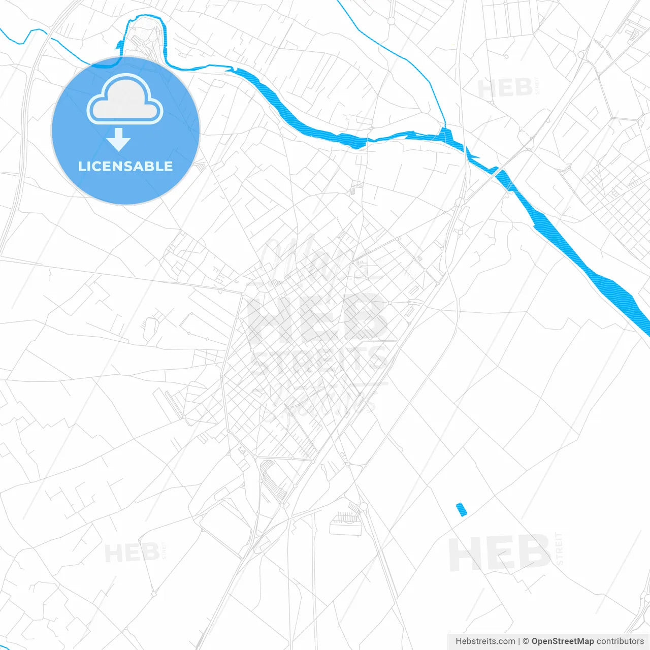 Vila-real, Spain PDF vector map with water in focus