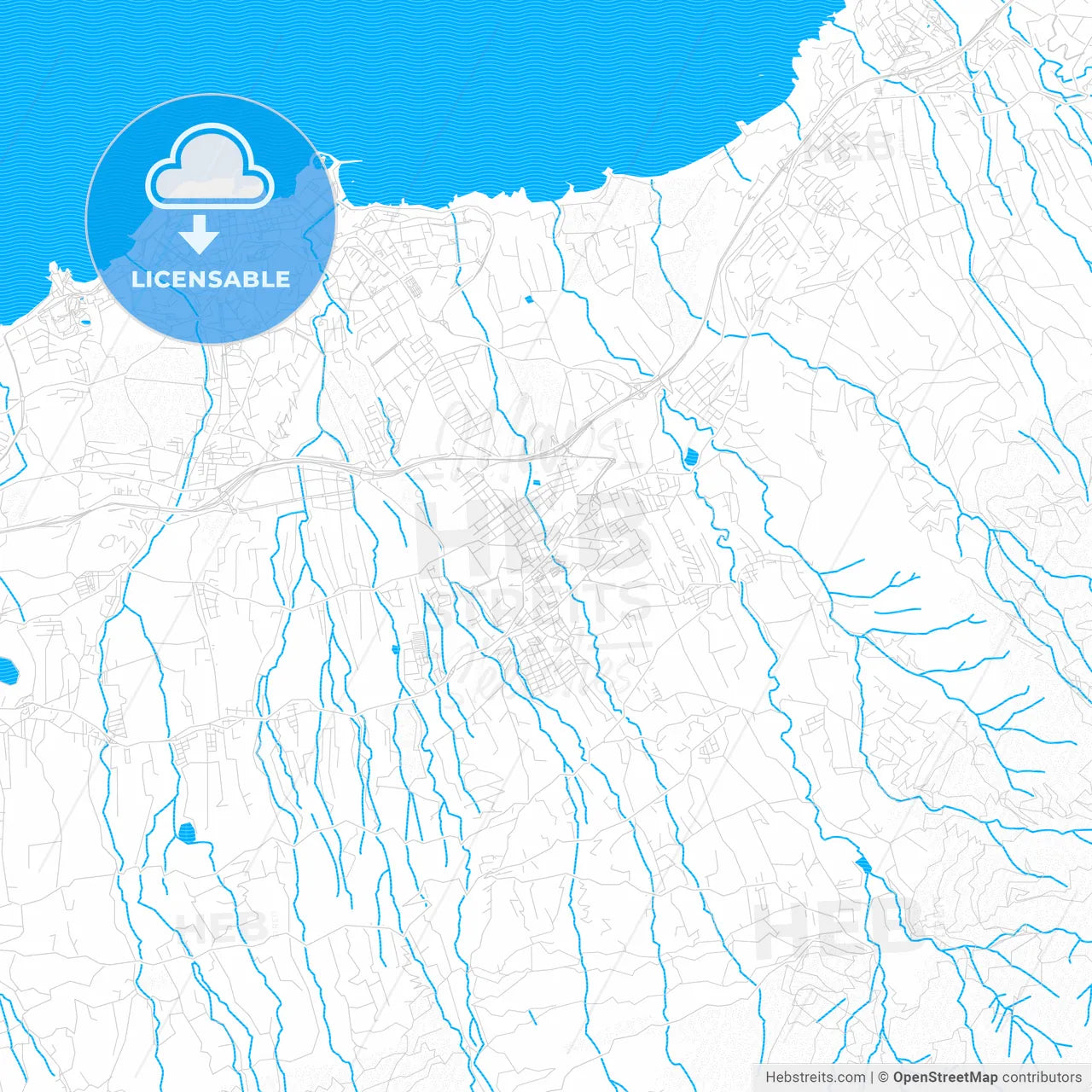 La Orotava, Spain PDF vector map with water in focus