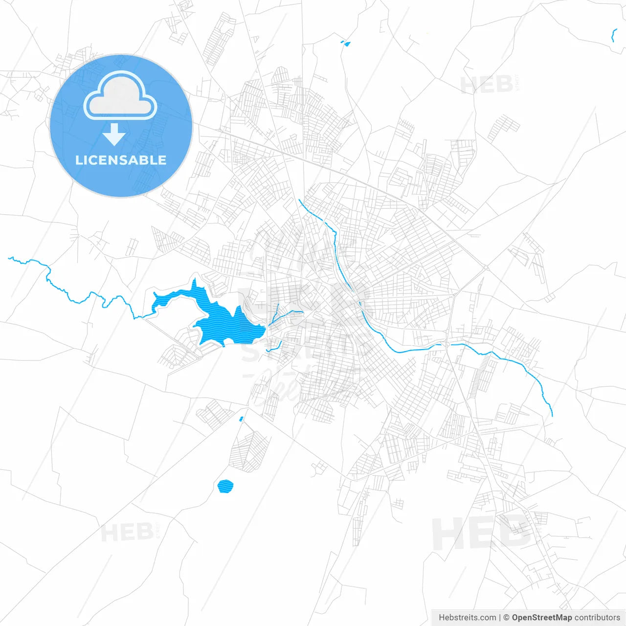 Arapiraca, Brazil PDF vector map with water in focus