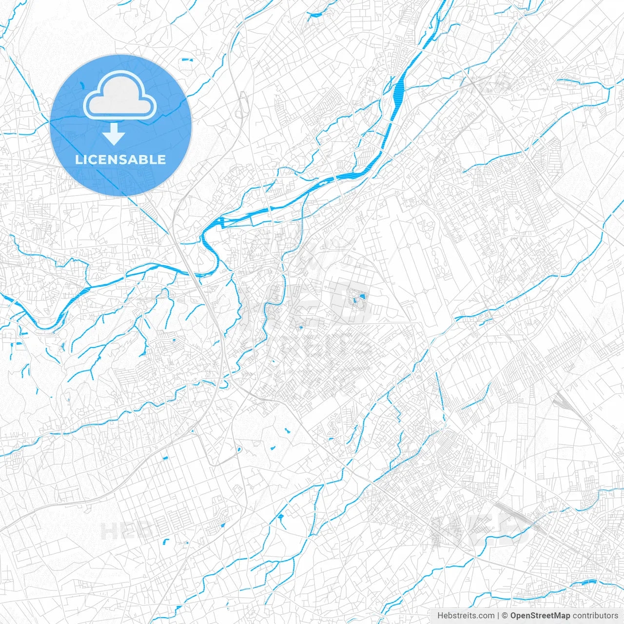 Iruma, Japan PDF vector map with water in focus