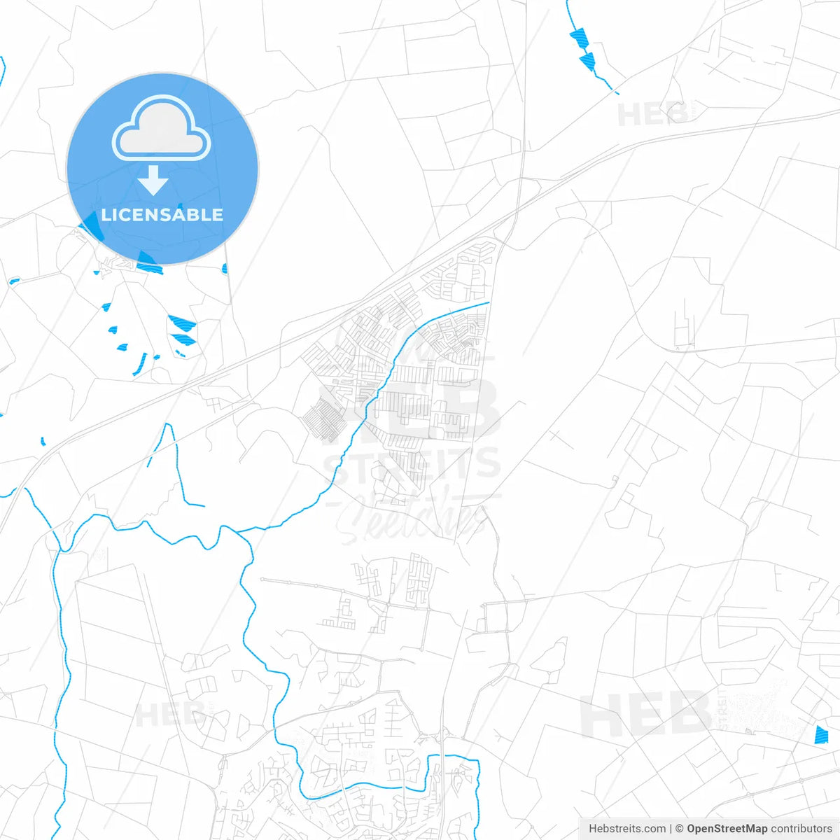Diepsloot, South Africa PDF vector map with water in focus
