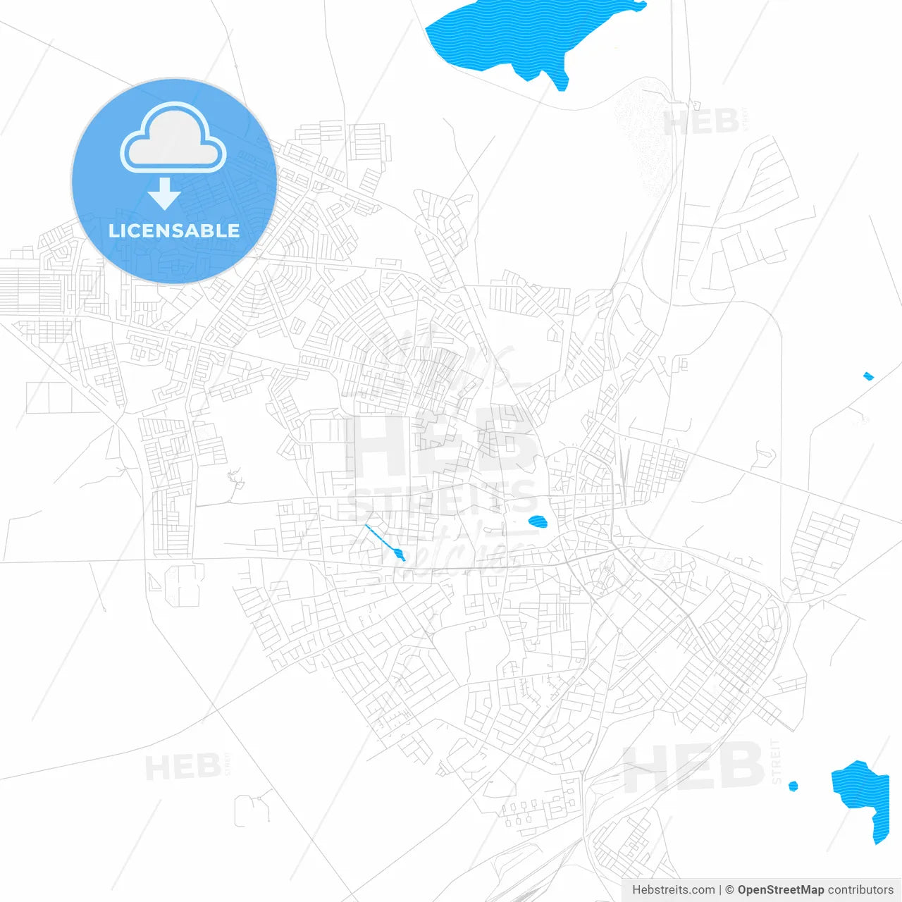 Kimberley, South Africa PDF vector map with water in focus