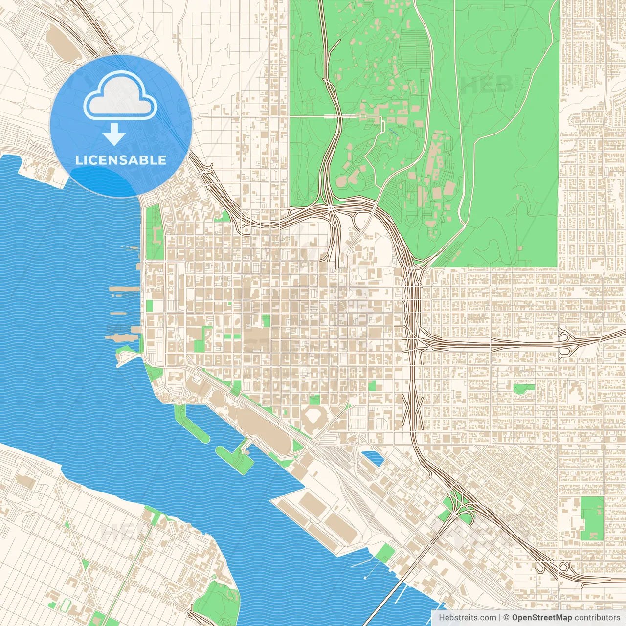 Street map of downtown San Diego, California