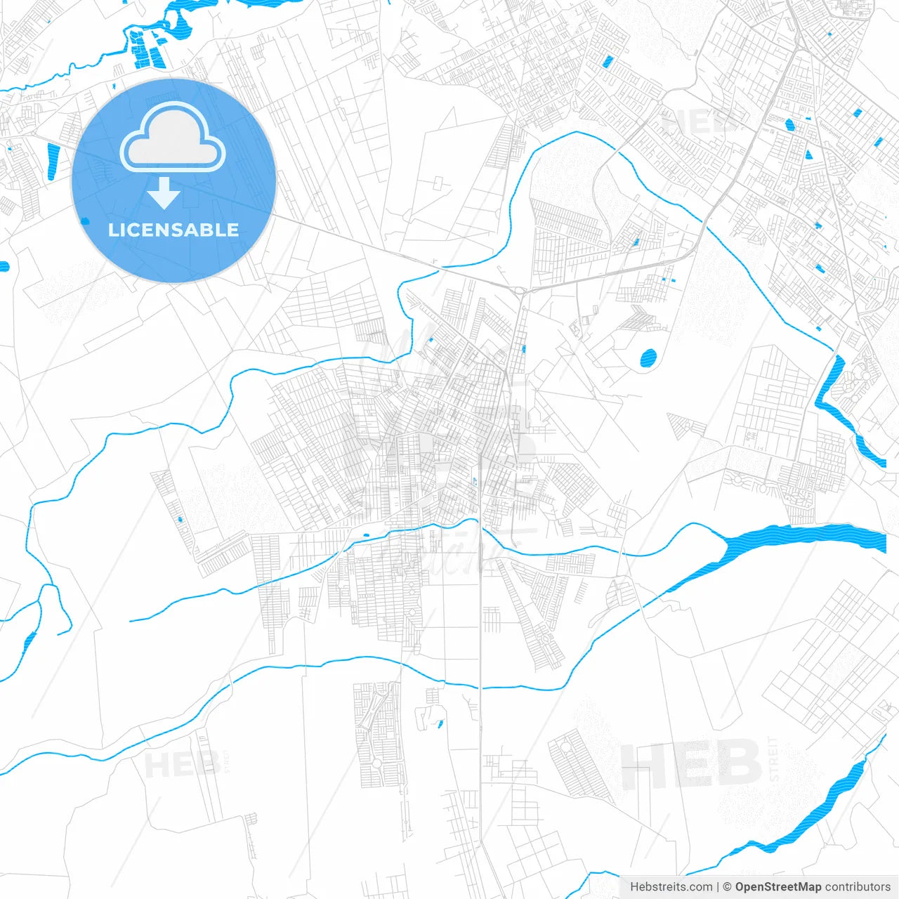 Parnamirim, Brazil PDF vector map with water in focus