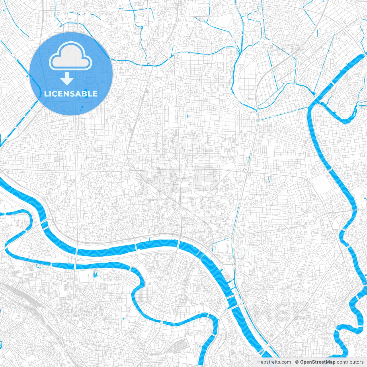 Adachi, Japan PDF vector map with water in focus