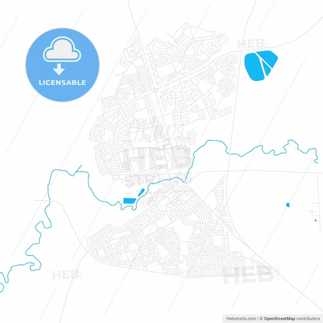 eMbalenhle, South Africa PDF vector map with water in focus