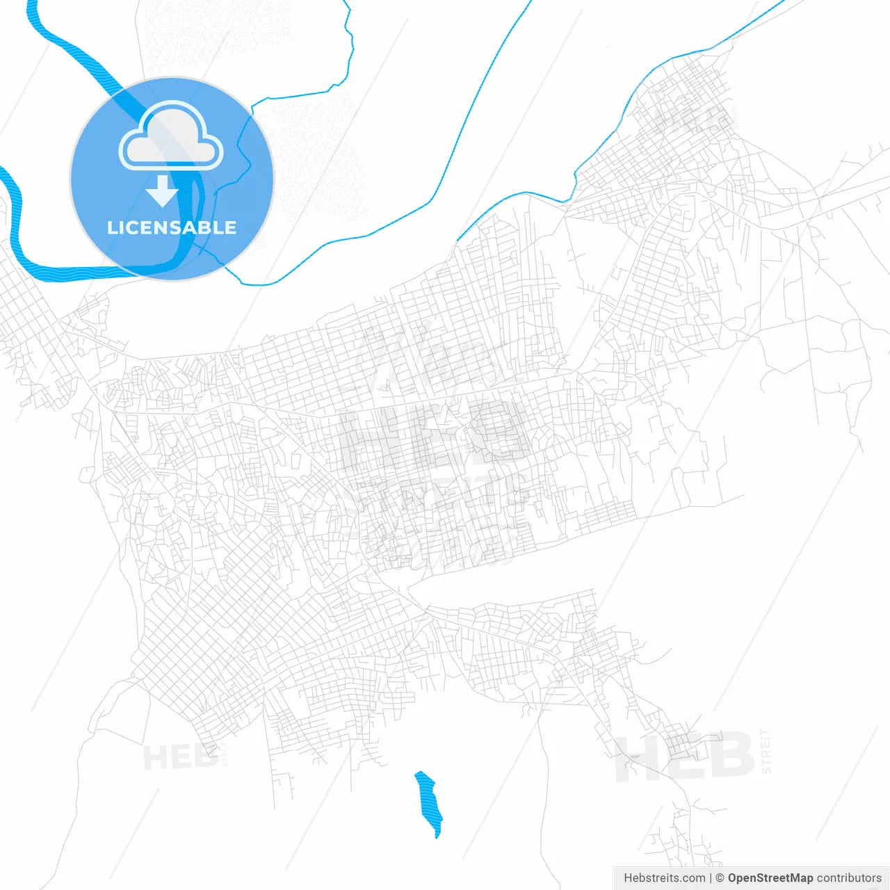Xai-Xai, Mozambique PDF vector map with water in focus