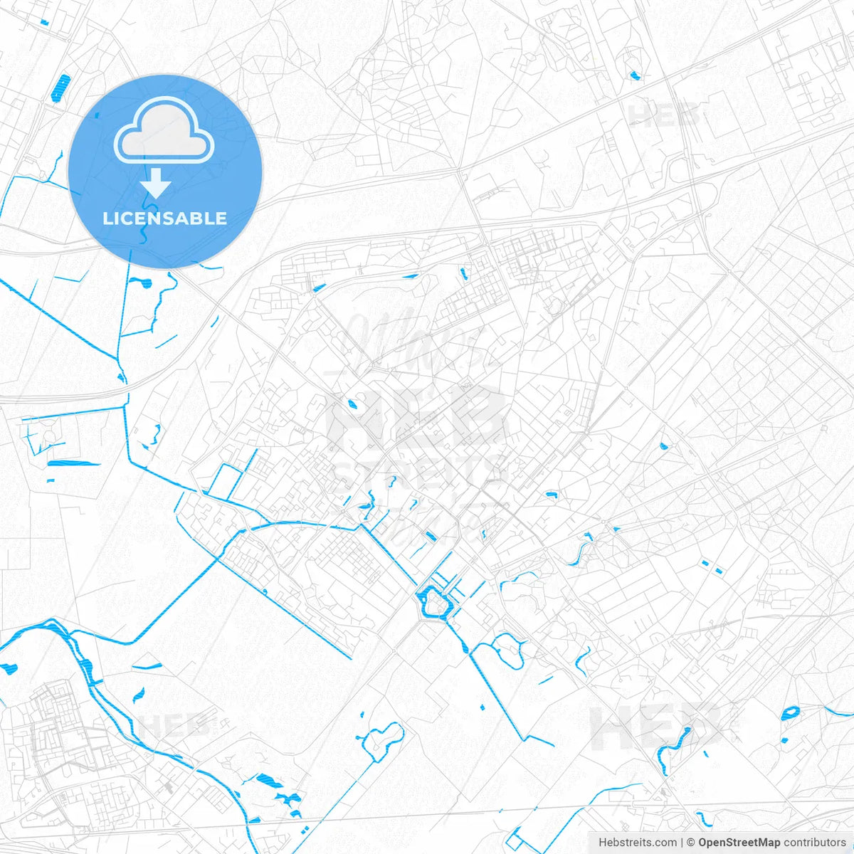 Zeist, Netherlands PDF vector map with water in focus