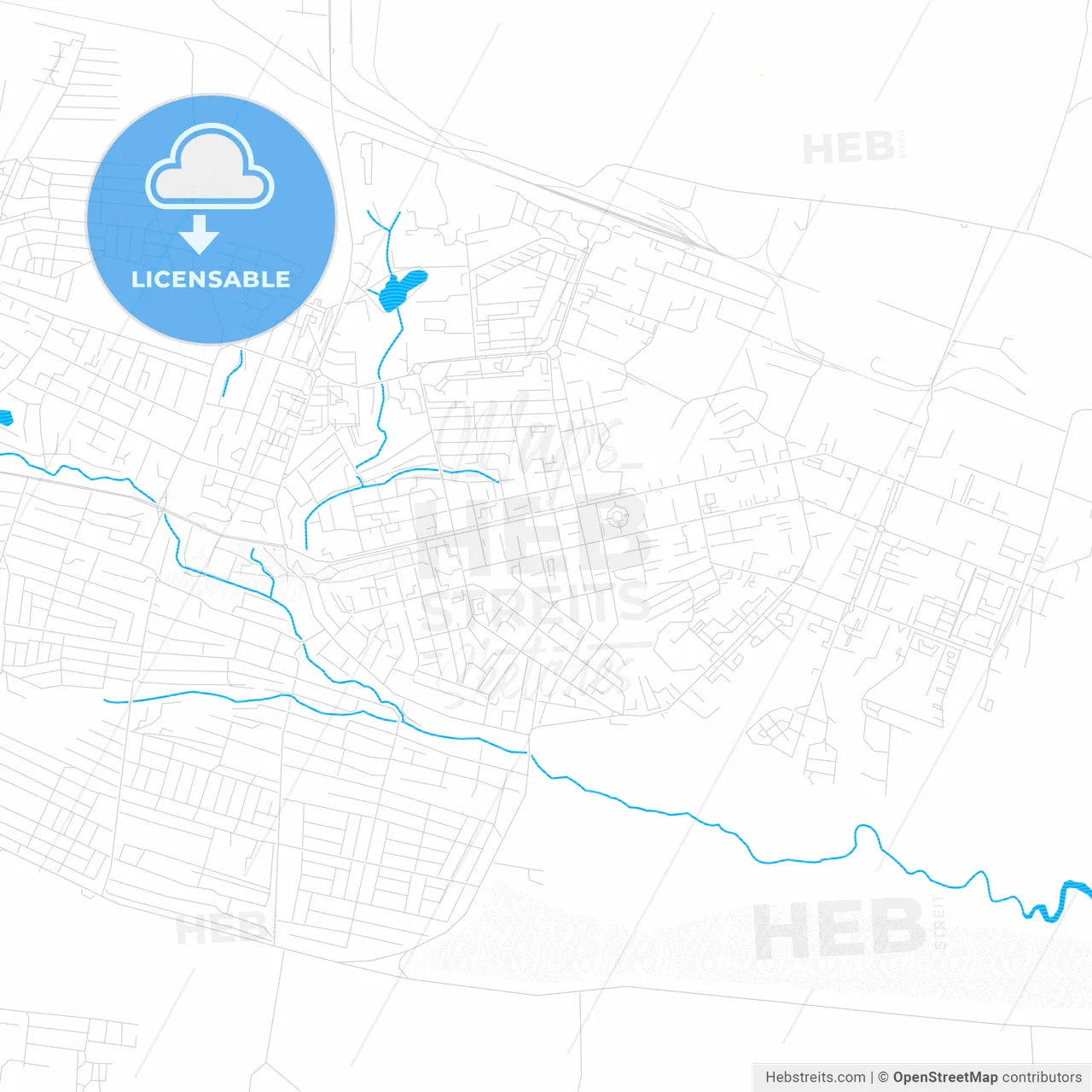 Elista, Russia PDF vector map with water in focus