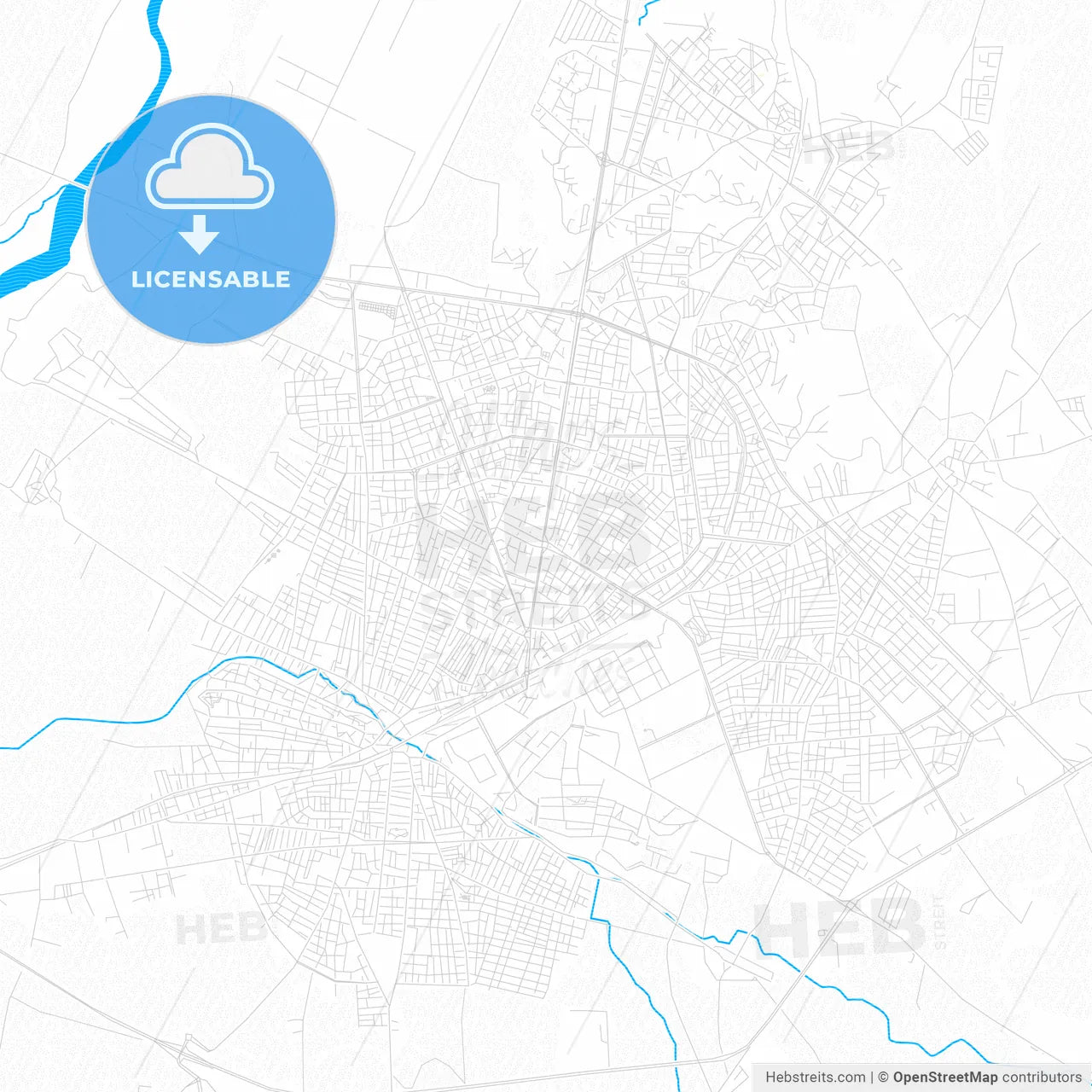 Batman, Turkey PDF vector map with water in focus