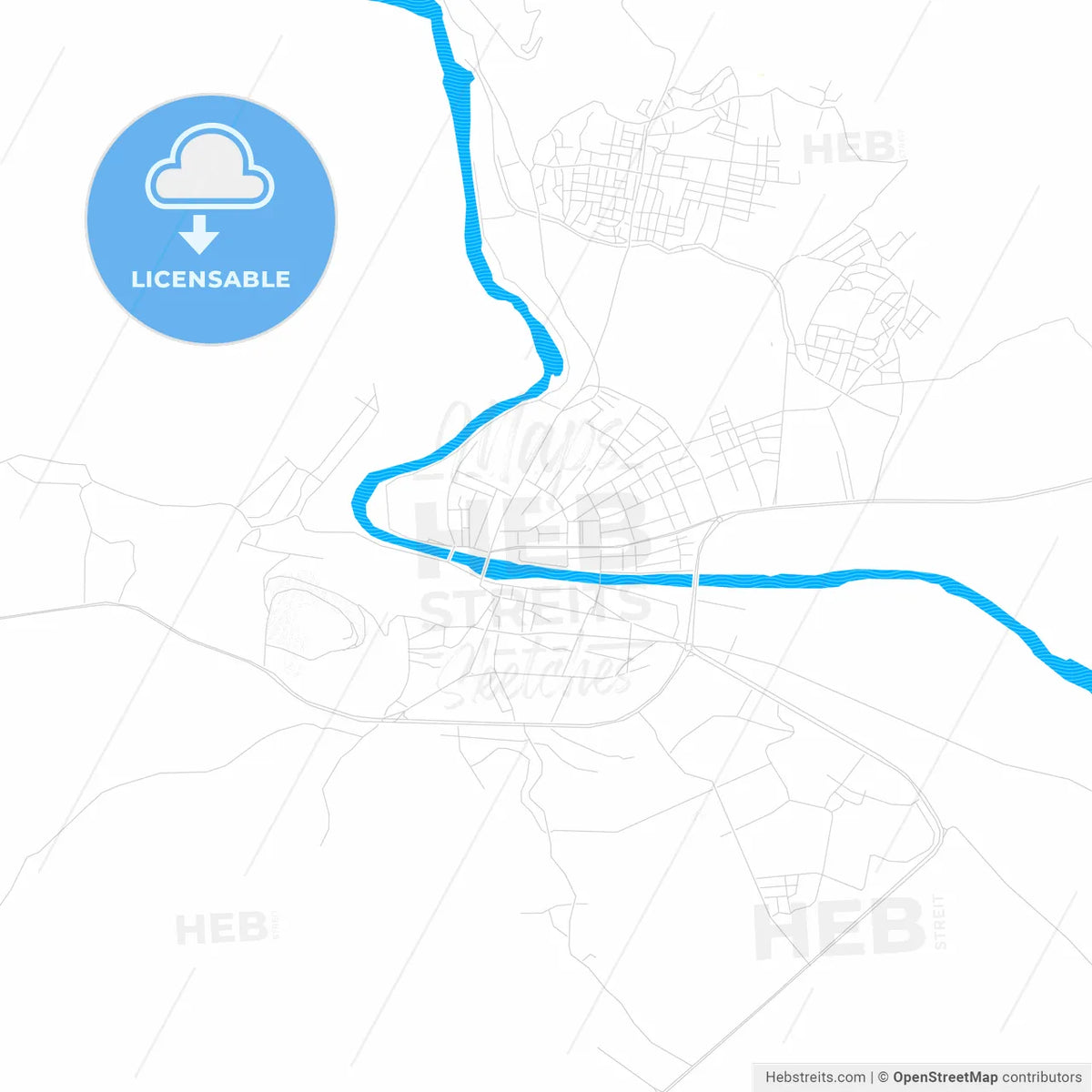 Silifke, Turkey PDF vector map with water in focus