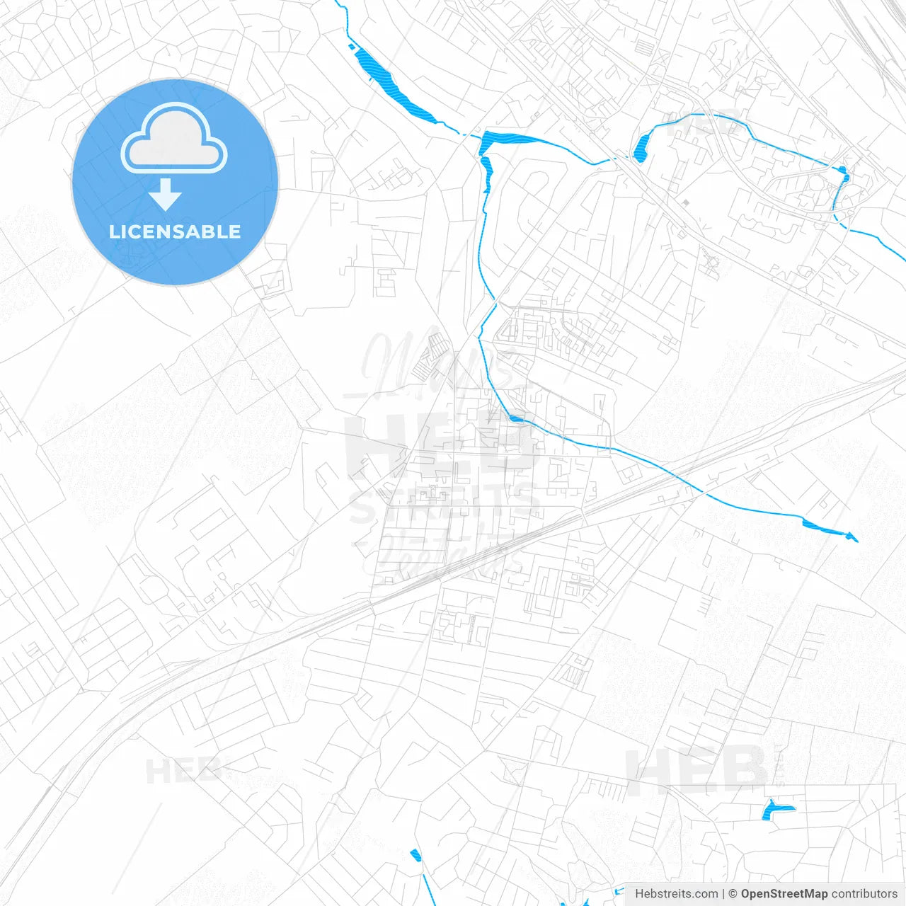 Vyshneve, Ukraine PDF vector map with water in focus