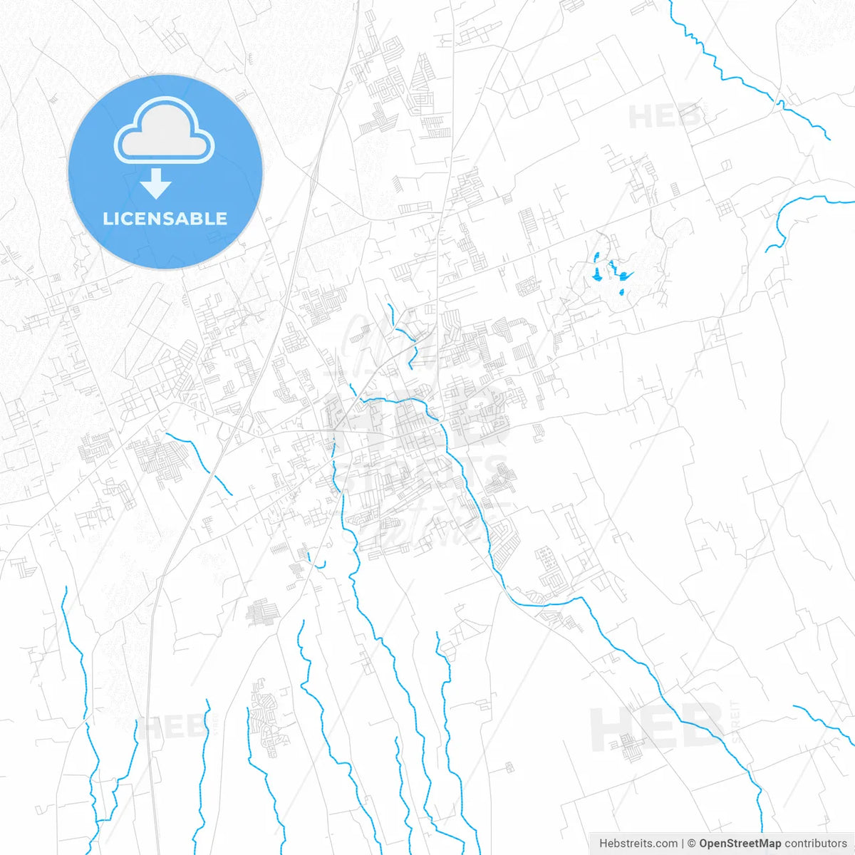 Lipa, Philippines PDF vector map with water in focus