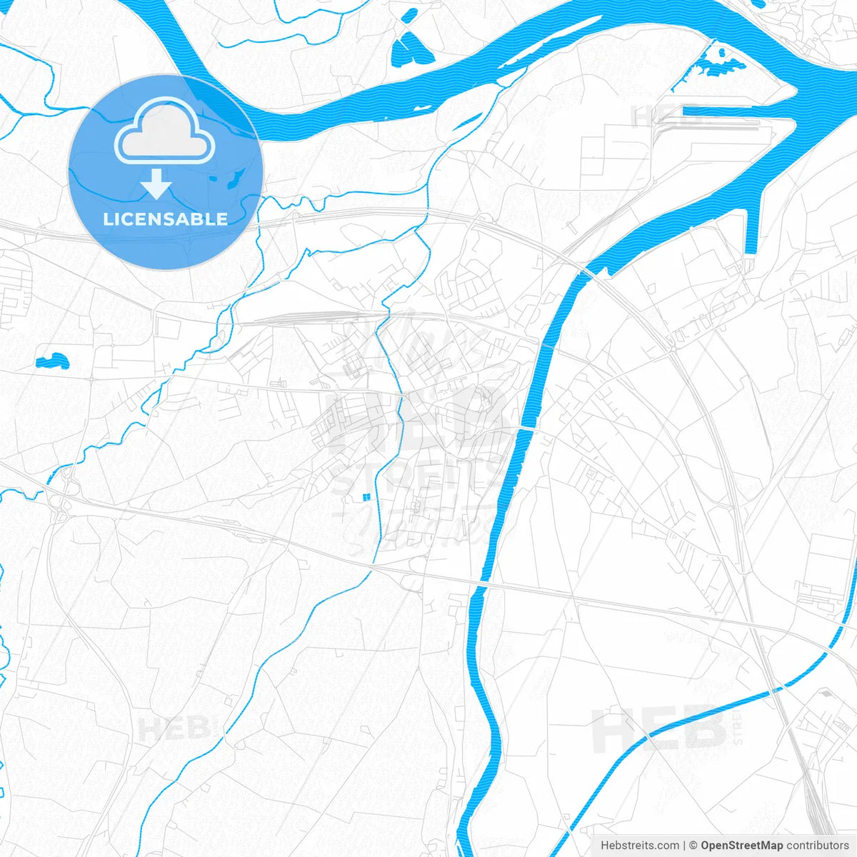 Enns, Austria PDF vector map with water in focus