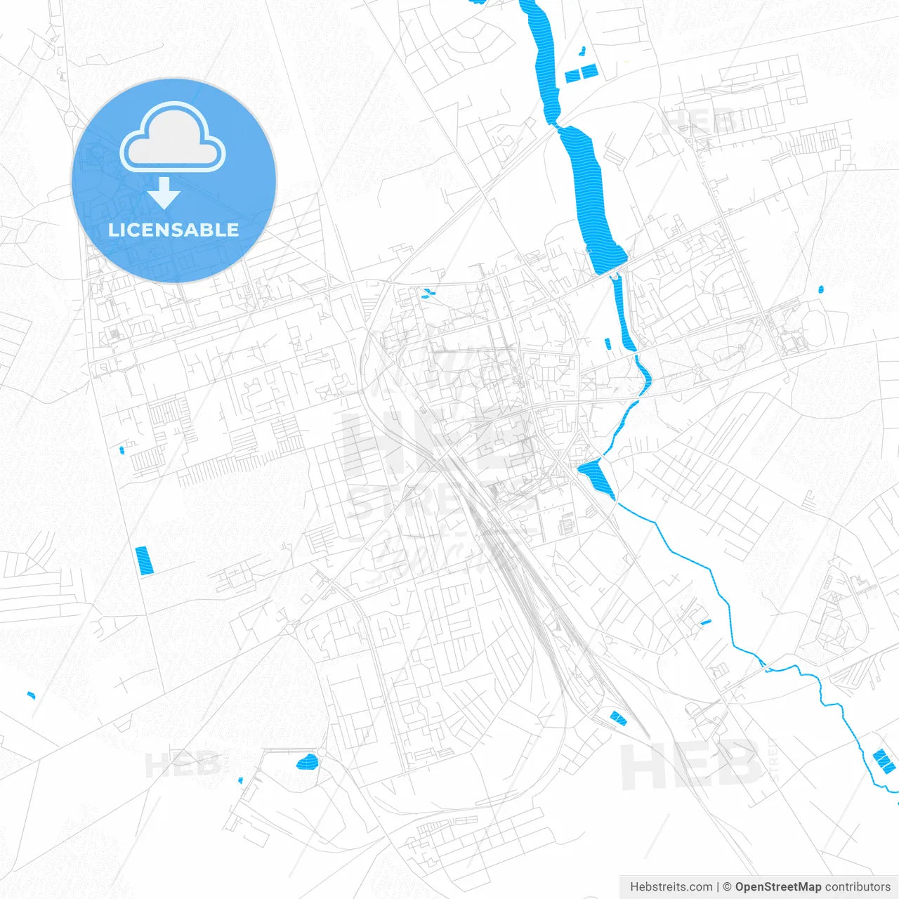 Lida, Belarus PDF vector map with water in focus