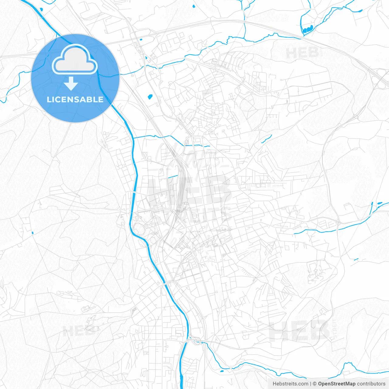 Gera, Germany PDF vector map with water in focus