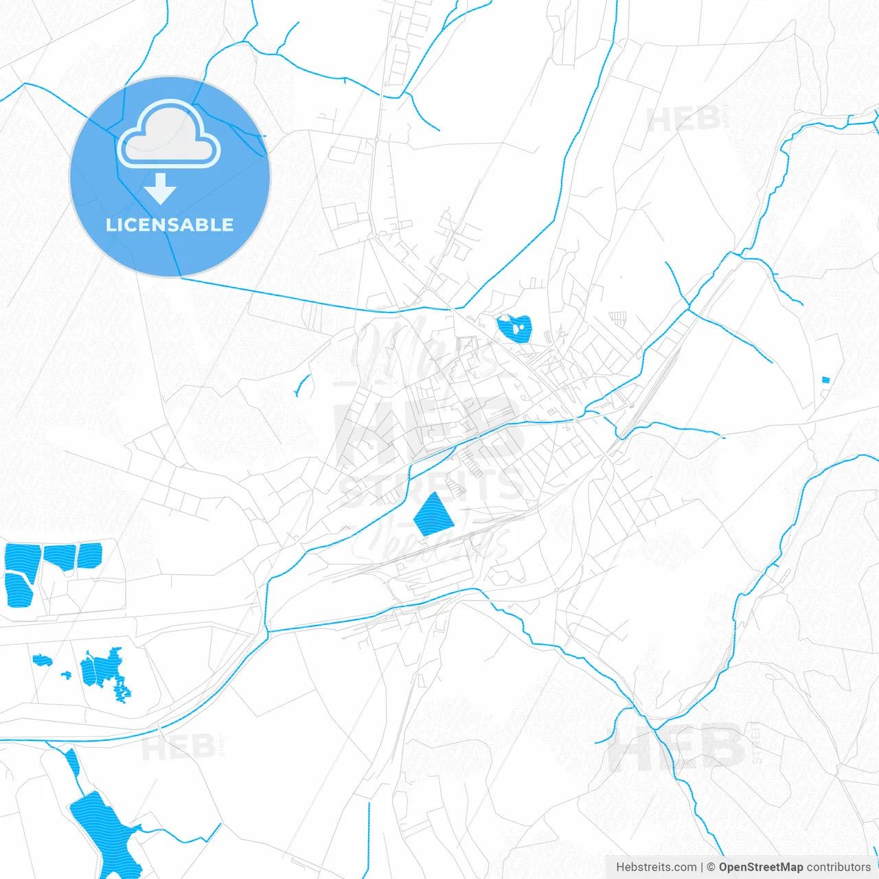 Ajka, Hungary PDF vector map with water in focus