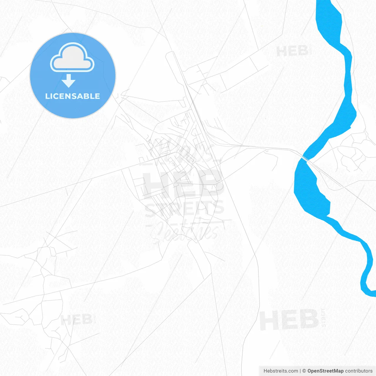 Pașcani, Romania PDF vector map with water in focus