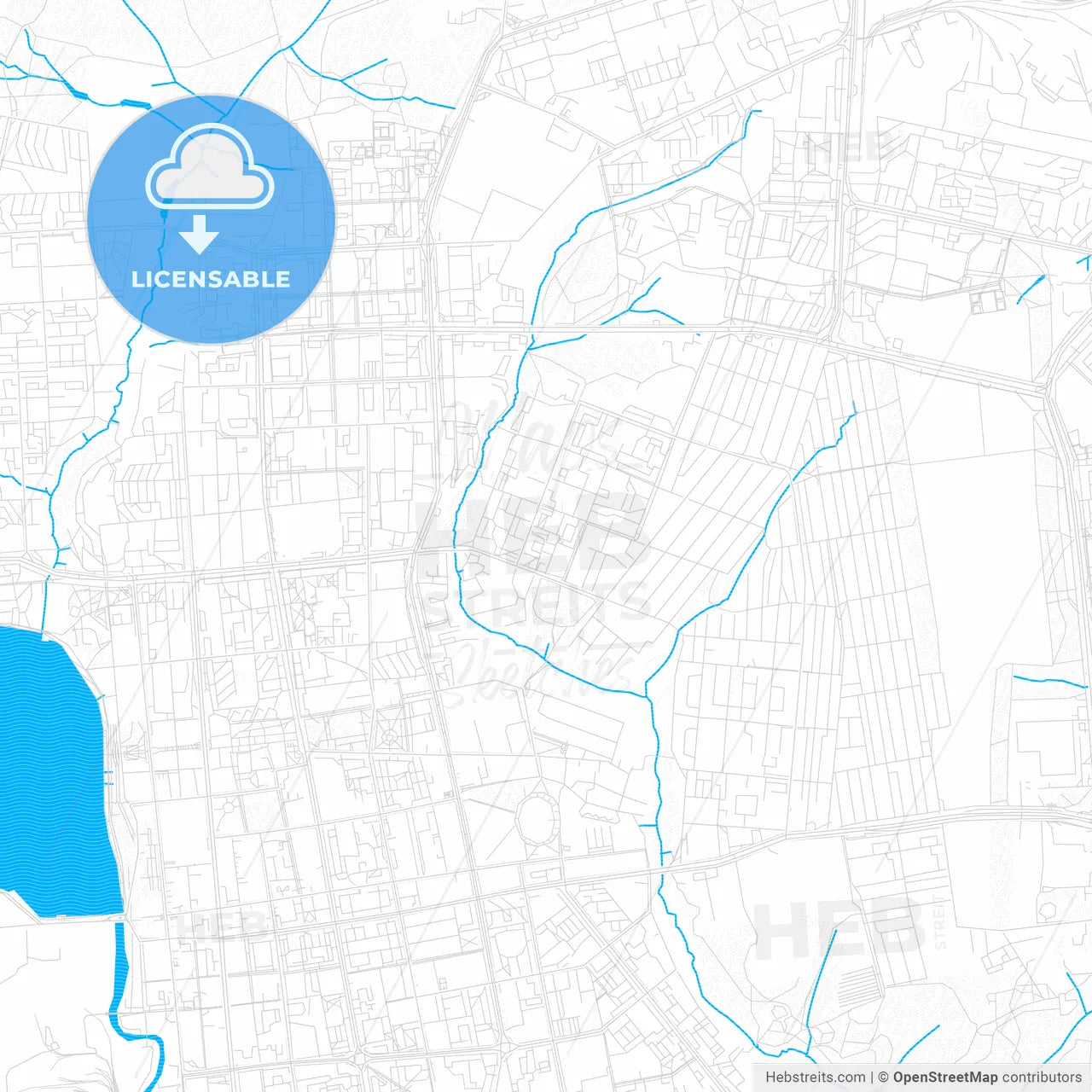 Izhevsk, Russia PDF vector map with water in focus