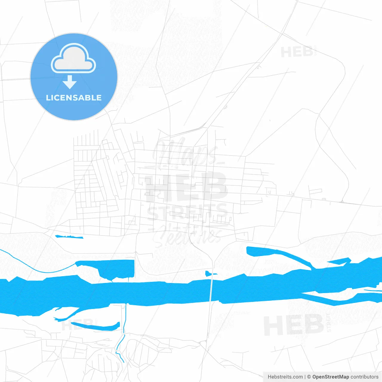 Bačka Palanka, Serbia PDF vector map with water in focus