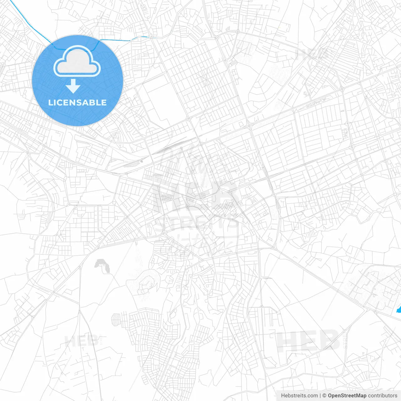 Kayseri, Turkey PDF vector map with water in focus